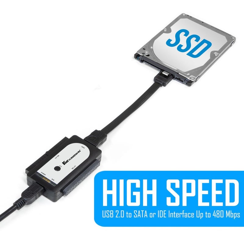 Kingwin USI-2535 USB 2.0 to SATA/IDE Adapter for 2.5 Inch, 3.5 Inch, 5.25 Inch Hard Drives with One Touch Back-Up, Power Supply Included - Image 4